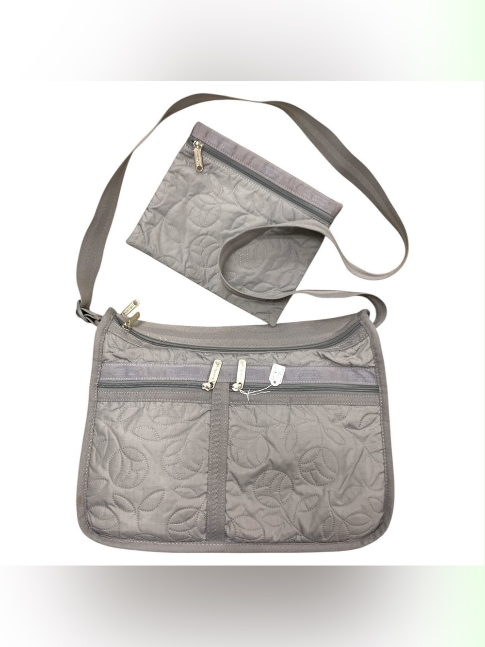 Lesportsac Quilted Taupe Crossbody with Zip Pouch
